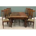 VICTORIAN MAHOGANY EXTENDING DINING TABLE & SET OF SIX LATER HIGH BACK MAHOGANY DINING CHAIRS, the