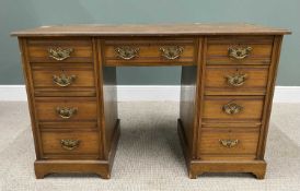 EDWARDIAN MAHOGANY TWIN PEDESTAL DESK / EX DRESSING CHEST, with a rectangular top and kneehole
