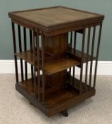EDWARDIAN MAHOGANY REVOLVING BOOKCASE, square beaded edge top and two tiers of sectional book