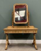 VICTORIAN BIRD'S EYE MAPLE DRESSING TABLE, having a shaped cushion moulded mirror on acanthus leaf