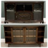 VICTORIAN MAHOGANY SIDE CABINET BASE & ONE OTHER, the Victorian example having blind and open