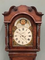 19TH CENTURY MAHOGANY LONGCASE CLOCK BY THOMAS TAYLOR OF MANCHESTER , arched top moon phase dial