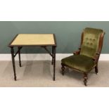 TWO ITEMS OF OCCASIONAL FURNITURE, circa 1900, comprising a button back upholstered nursing chair