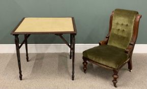 TWO ITEMS OF OCCASIONAL FURNITURE, circa 1900, comprising a button back upholstered nursing chair