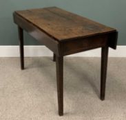 ANTIQUE OAK TWIN FLAP FARMHOUSE TABLE with single end drawer, on tapering square supports, 73.5cms
