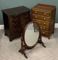 ANTIQUE FURNITURE ASSORTMENT to include bow front chest of four drawers with slider, 86cms H,