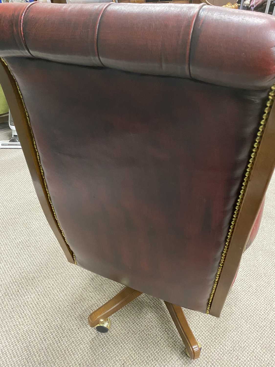 BARNINI OSEO REGGENZA SWIVEL OFFICE ARMCHAIR in button back upholstered oxblood leather, similarly - Image 3 of 3