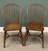 PAIR OF REPRODUCTION HOOP BACK CRINOLINE STRETCHER CHAIRS, having turned back spindles and shaped