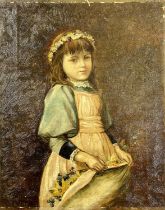 ETHEL ROBINSON, (British), oil on canvas - three quarter length portrait of a young girl wearing a