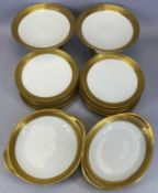 HAVILAND LIMOGES DESSERT SET, white glazed with gilded border, 2 x comports on stands, 23cms