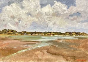 JOY RAVENSCROFT (British, 20th century) oil on canvas - 'Estuary', signed lower right, 24.5 x