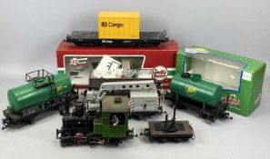 LEHMANN LGB SEVEN-PIECE G GAUGE TRAIN SET, to include a 2.20D locomotive, 2 x BP tanker carriages,