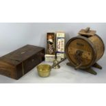 VINTAGE COLLECTABLES GROUP including pine butter churn and cover, early 20th Century, stamped 'Wade,