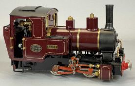 GAUGE 1 ROUNDHOUSE ENGINEERING LIVE STEAM 0-4-0 TANK LOCOMOTIVE, in burgundy and black, with Alice