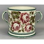 IMPRESSIVE WEMYSS TYG, of cylindrical form with three loop handles, painted all over with pink