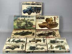 TEN BOXED 1:35 SCALE MODEL KITS, Tamya and Revell, WWII German army vehicles, and a boxed Airfix 1: