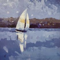 DAVID WHEELER (British, b. 1952) oils on board, a pair - labels verso 'Sailing the Lake',