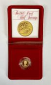 ELIZABETH II PROOF GOLD HALF SOVEREIGN, 1980, 22ct, 19.30mm, 3.99g, in capsule and Royal Mint