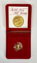 ELIZABETH II PROOF GOLD HALF SOVEREIGN, 1980, 22ct, 19.30mm, 3.99g, in capsule and Royal Mint