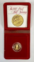 ELIZABETH II PROOF GOLD HALF SOVEREIGN, 1980, 22ct, 19.30mm, 3.99g, in capsule and Royal Mint