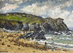 KEITH GARDNER RCA (British, b. 1933) oil on board - titled verso 'Porth Dafarch, Incoming Tide,