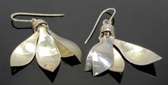 PAIR OF SCANDINAVIAN WHITE METAL EARRINGS BY EFVA ATTLING, each of pendant form with four separate