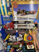 VARIOUS TOYS & GAMES including Fairground Collection Shooting Gallery, battery operated road race