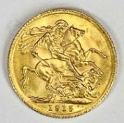 GEORGE V GOLD FULL SOVEREIGN, 1915, 8g Provenance: private collection Denbighshire