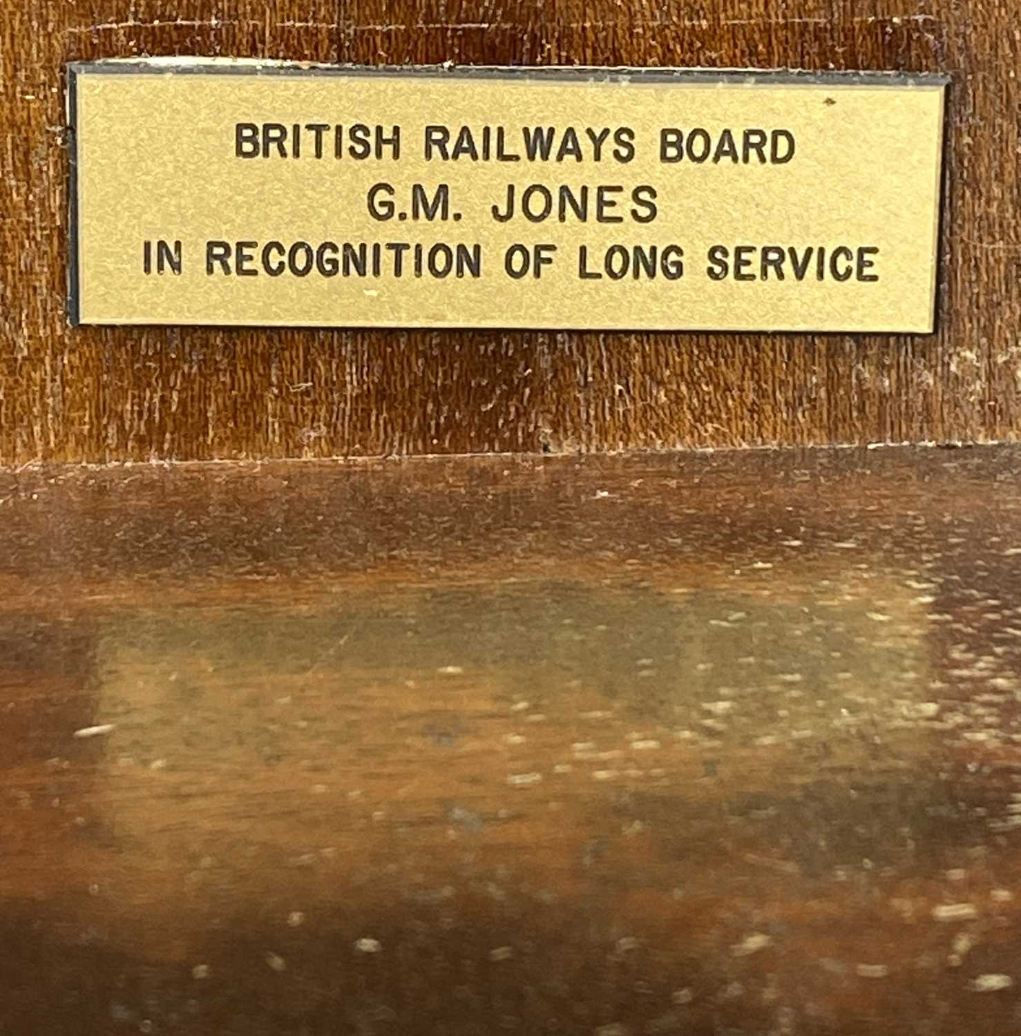 COMITTI OF LONDON PRESENTATION MAHOGANY CASED WALL CLOCK, interior plaque reads 'British Railways - Image 5 of 5