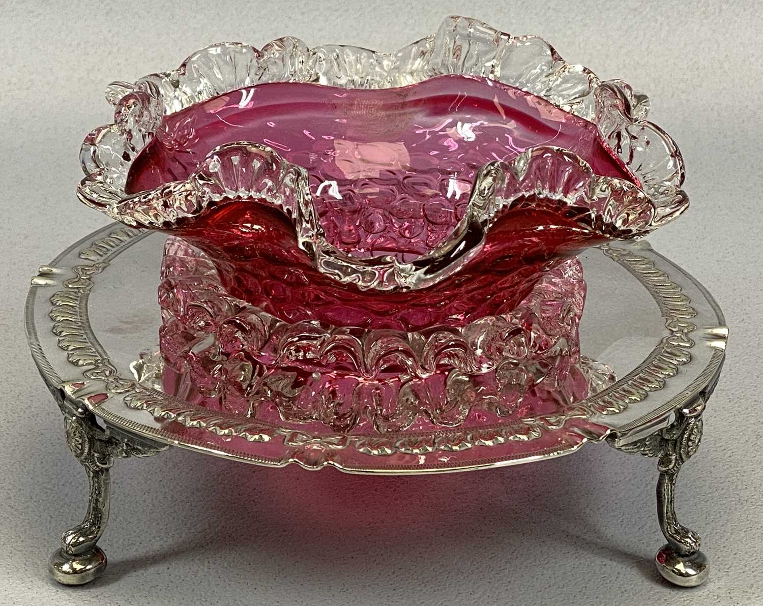 MIXED SILVER PLATE to include EPNS three-piece condiment set with gadroon decoration on oval tray, - Image 3 of 4