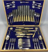 OAK CASED CANTEEN OF EPNS A1 CUTLERY & ACCESSORIES, APPROX. 52 PIECES, the fish servers with