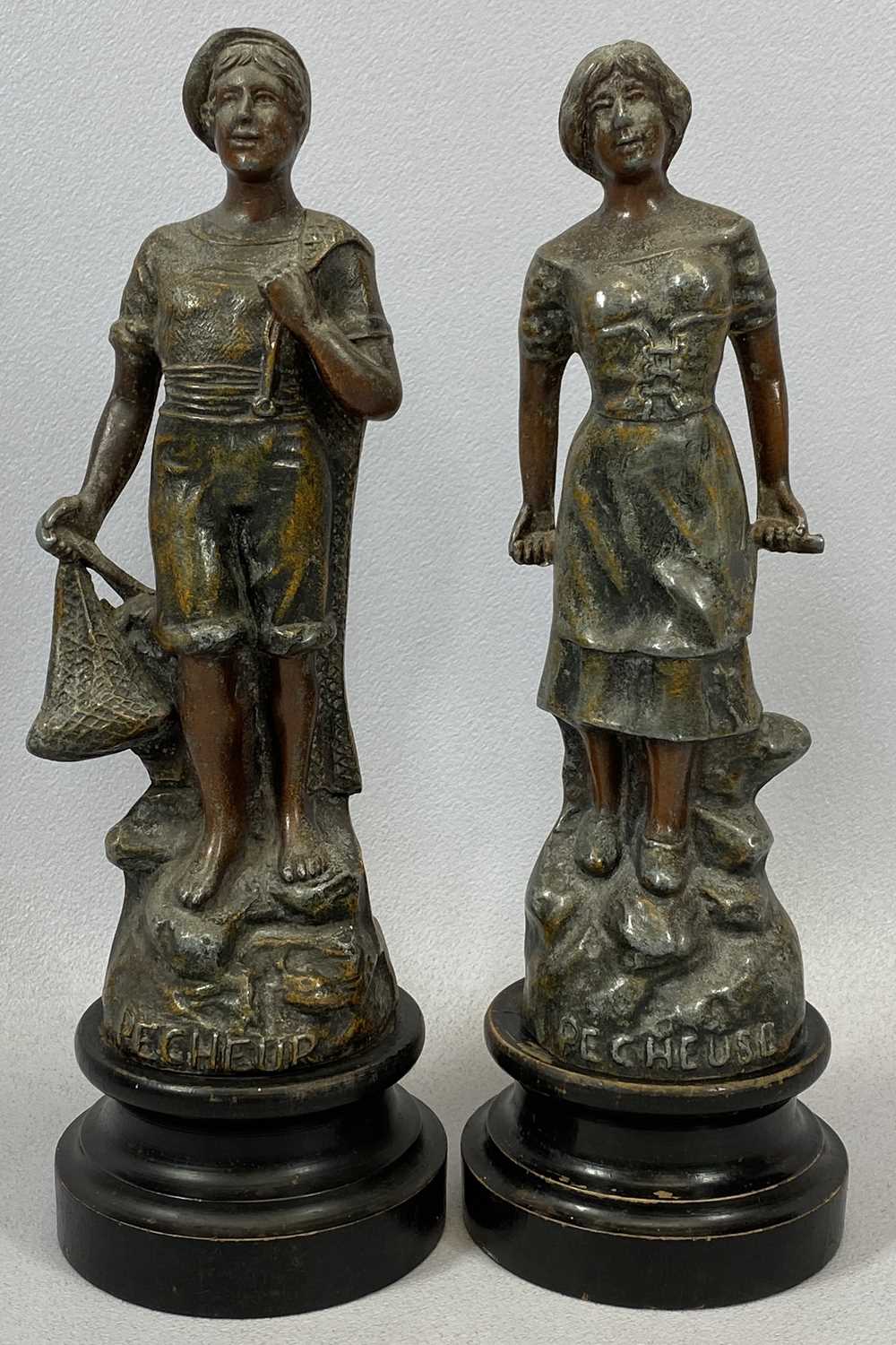 MIXED ITEMS to include pair of French Spelter figures, 'Pecheur' and 'Pecheuse', on ebonised - Image 2 of 2