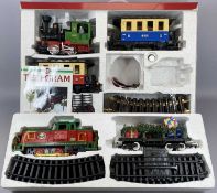 LEHMANN BOXED O GAUGE STARTER SET WITH 2774 ENGINE, and a further boxed model train set, contents