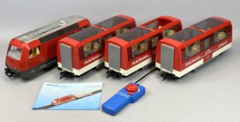 PLAYMOBIL "G" GAUGE FOUR-PIECE PANORAMA EXPRESS TRAIN SET, 1997, engine model 0125, 41cms L, the 3 x