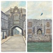 G E HUGHES (20th Century British) oils on board, a pair - Royal Welsh Yacht Club, Caernarfon and