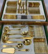 CANTEEN OF HARTVERGOLDET GOLD PLATED CUTLERY, 70 PIECES, in a Walker & Hall oak cutlery box, with