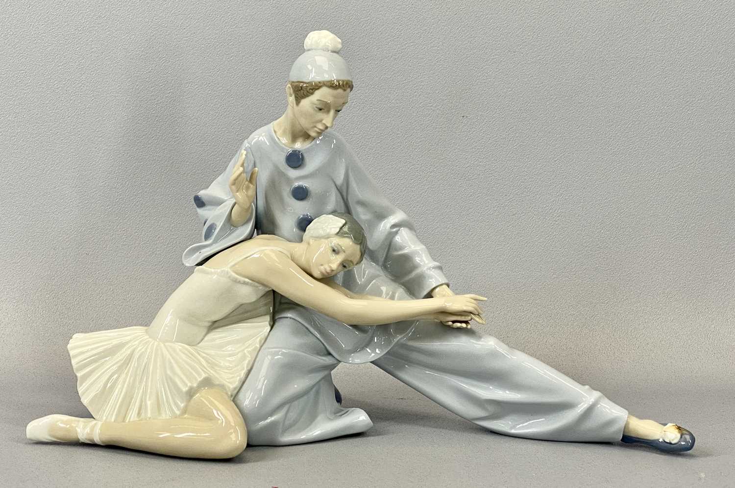 SIX LLADRO FIGURINES, girl on bicycle, 26cms H, ballet dancers, 24cms H, girl seated on bench, 23cms - Image 4 of 4