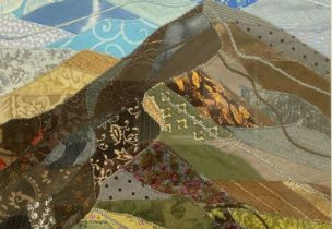 JOSIE RUSSELL (20th Century) textile - titled verso 'Carnedd Llewelyn', monogrammed on mount, 25 x