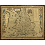 CHRISTOPHER SAXTON (1540-1610) the Kingdome of England handcoloured map, augmented by John Speed and