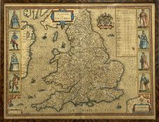 CHRISTOPHER SAXTON (1540-1610) the Kingdome of England handcoloured map, augmented by John Speed and