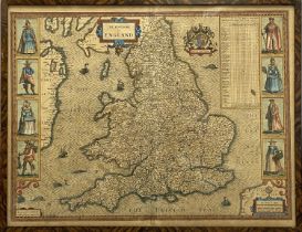 CHRISTOPHER SAXTON (1540-1610) the Kingdome of England handcoloured map, augmented by John Speed and