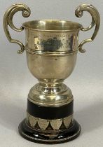 GEORGE V SILVER TROPHY with scrolled side handles, inscription 'Edgehill Bowling Club,