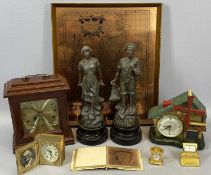 MIXED ITEMS to include pair of French Spelter figures, 'Pecheur' and 'Pecheuse', on ebonised