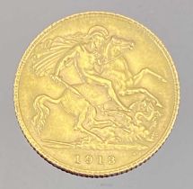 GEORGE V GOLD HALF SOVEREIGN, 1913, 3.9g Provenance: private collection Ynys Mon