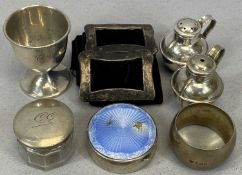 SMALL SILVER / PLATED ITEMS & OTHER TRINKETS, including Edwardian silver nurse's buckle of plain