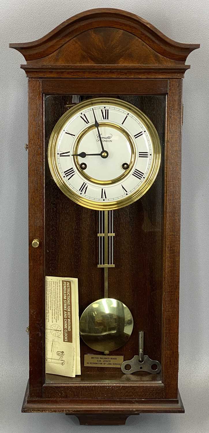 COMITTI OF LONDON PRESENTATION MAHOGANY CASED WALL CLOCK, interior plaque reads 'British Railways