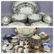 THREE STAFFORDSHIRE BLUE & WHITE TRANSFER DECORATED ASIATIC PHEASANT PATTERN OVAL PLATES, with 5 x