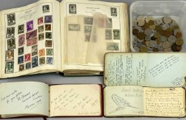 STAMPS, EPHEMERA & COINS COLLECTABLES GROUP, comprising an early 20th Century Strand stamp album