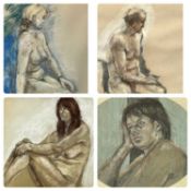 JIM DOOLEY (British, 20th Century) five pastels - 'Life Study', 50 x 46cms, 'Figure Study