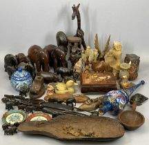 AFRICAN HARDWOOD & OTHER CARVED ANIMALS AND FIGURINES ETC Provenance: deceased estate Cheshire